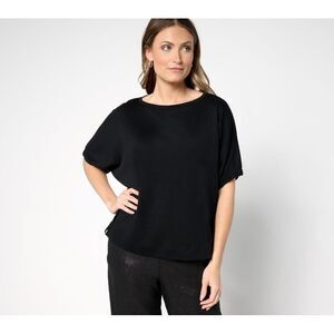 Carla Rockmore Collection Women's Top Sz M 100% Cotton Dolman Black A693727